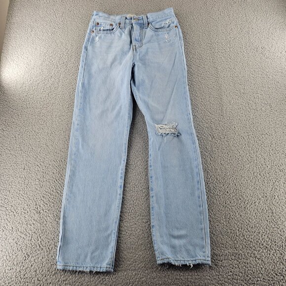 Levis Premium Jeans Women‎ 25 (23x27) Blue Wedgie Straight Distressed Light Wash - Picture 1 of 16